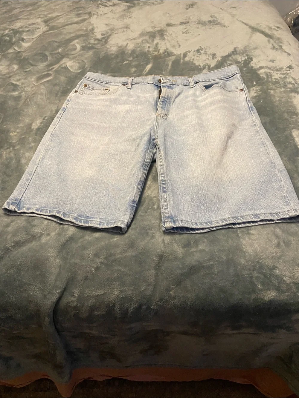Wrangler Light Blue Denim Shorts with Orange Logo Tag
